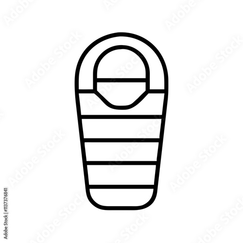 sleeping bag for mina tents icon, hajj line art, hajj icon - simple black line art icon of sleeping bag for mina tents, symbolizing Hajj celebrations. Hajj vector art.