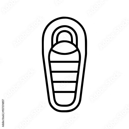 sleeping bag for mina tents icon, hajj line art, hajj icon - simple black line art icon of sleeping bag for mina tents, symbolizing Hajj celebrations. Hajj vector art.
