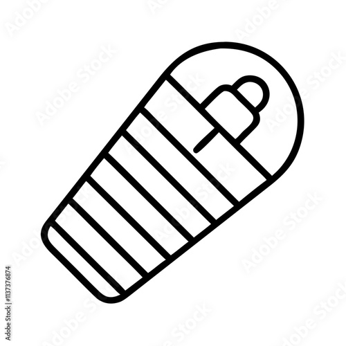 sleeping bag for mina tents icon, hajj line art, hajj icon - simple black line art icon of sleeping bag for mina tents, symbolizing Hajj celebrations. Hajj vector art.