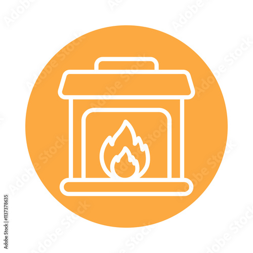 Furnace vector Circle Outline Icon. Eps 10 File