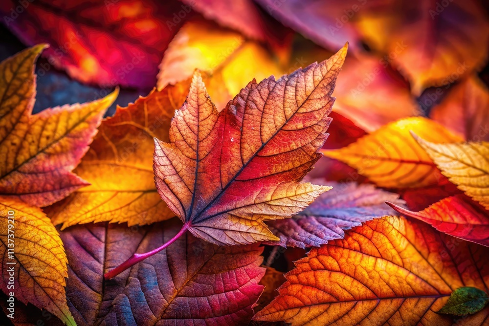 Vivid autumn leaves: a minimalist macro shot showcasing nature's colorful fall foliage. Vivid autumn leaves: a minimalist macro shot showcasing nature's colorful fall foliage.