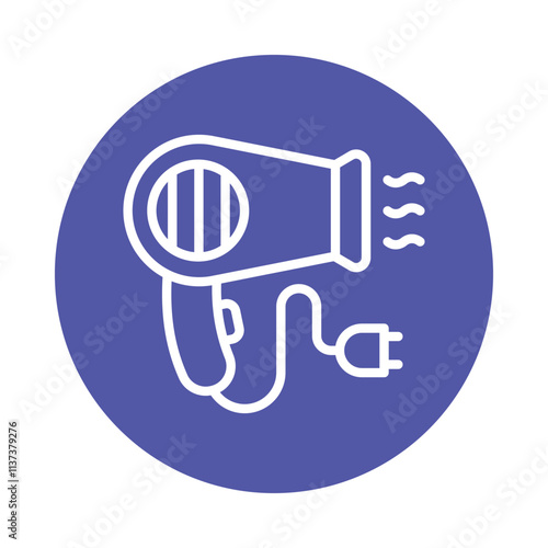 Hair Dryer vector Circle Outline Icon. Eps 10 File