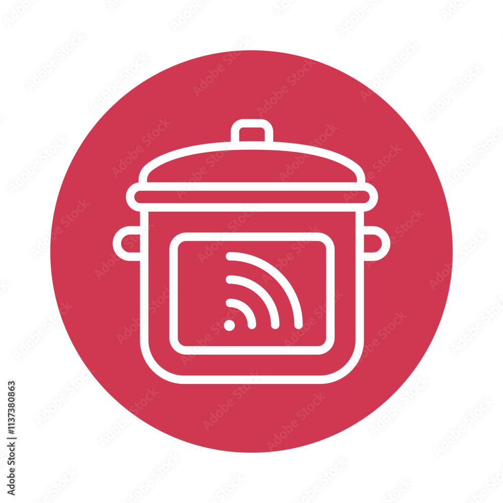 Smart Cooker vector Circle Outline Icon. Eps 10 File Smart Cooker vector Circle Outline Icon. Eps 10 File