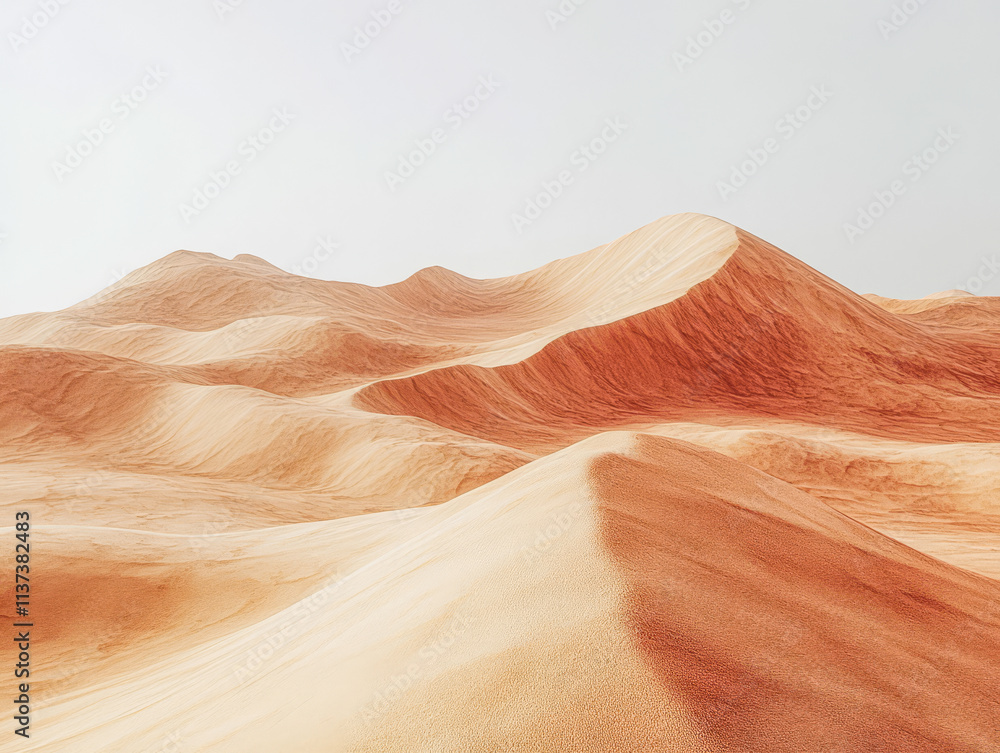 Obraz premium Majestic desert dunes create an undulating landscape under a clear sky at midday