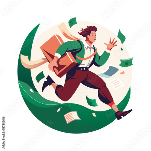 Work rush flat illustration of a character 

