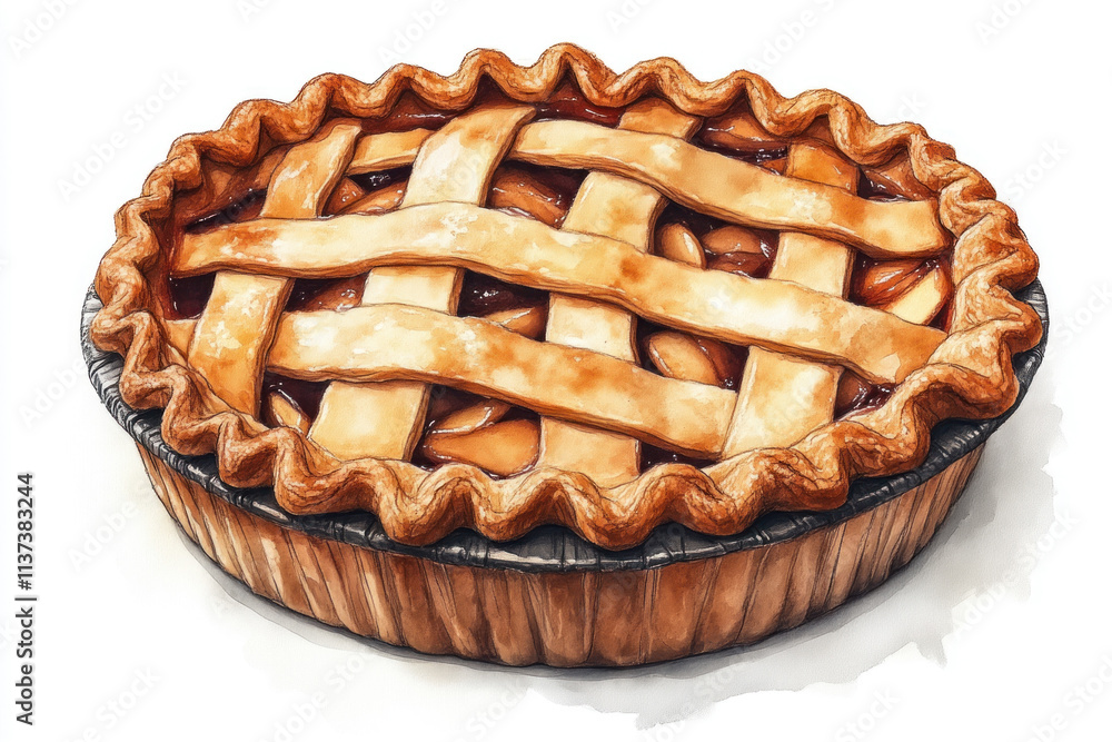 Freshly baked apple pie with lattice crust. (1) Freshly baked apple pie with lattice crust. (1)