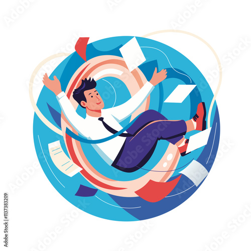 Work pressure illustration of a character in flat style 

