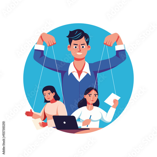 Employee manipulation illustration in flat style 
