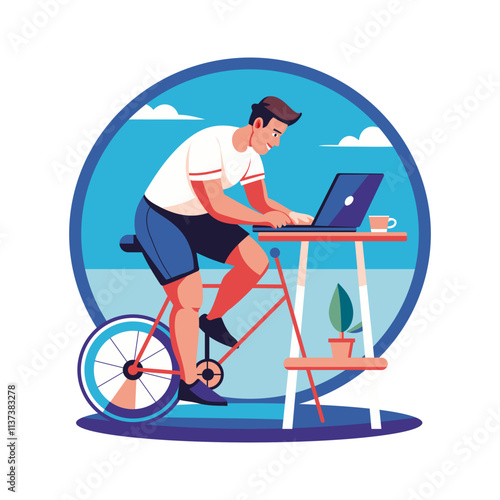 Workaholic person illustration in flat style 