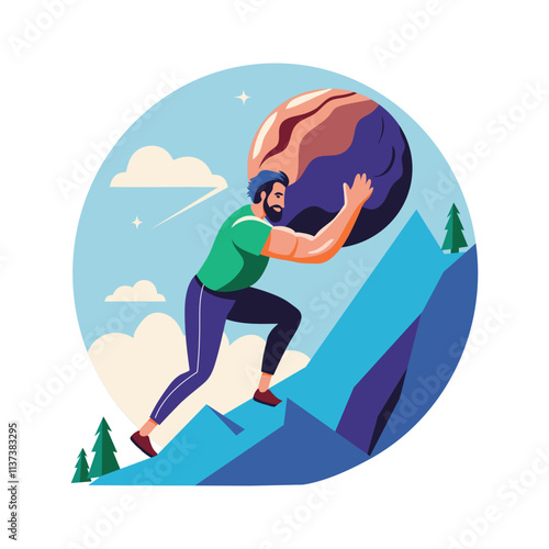 A man doing struggle illustration in flat style 

