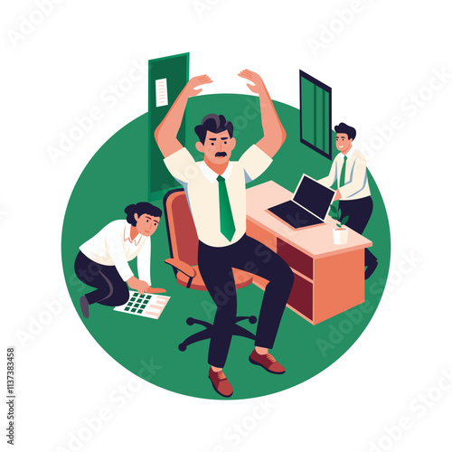 A flat illustration of office stressful environment 
