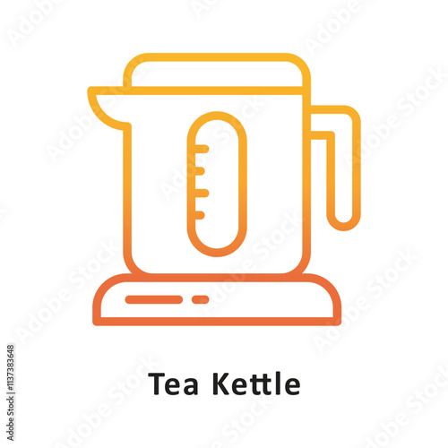 Tea Kettle Vector Gradient Outline Icon. Eps 10 File