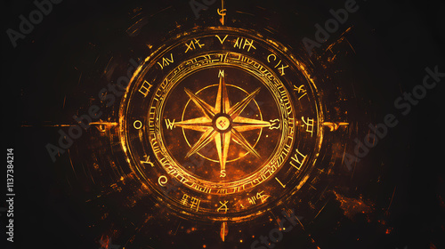 Wallpaper Mural Runic compass. viking runes. rune illustration. Runic. Illustration Torontodigital.ca