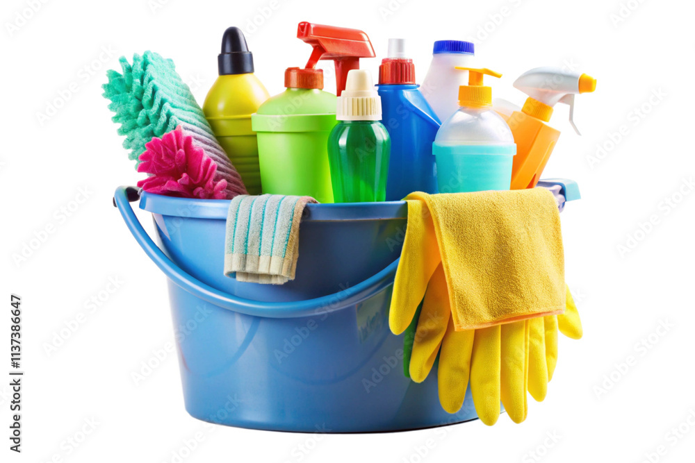 bucket with cleaning products bucket with cleaning products
