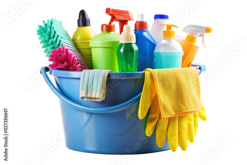 bucket with cleaning products