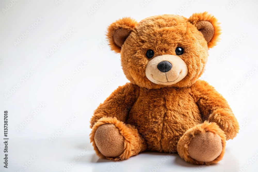 Adorable Brown Plush Teddy Bear Isolated on White Background with Soft Lighting, Perfect for Children's Decor, Gift Ideas, or Emotional Expressions in Photography Adorable Brown Plush Teddy Bear Isolated on White Background with Soft Lighting, Perfect for Children's Decor, Gift Ideas, or Emotional Expressions in Photography