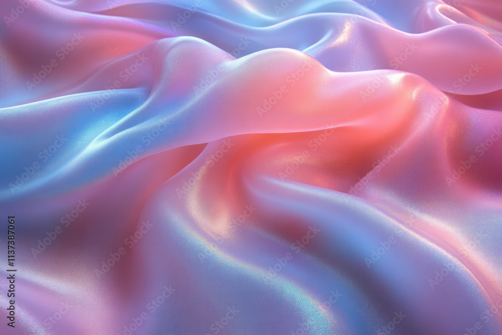 Iridescent pastel pink and blue fabric folds. Iridescent pastel pink and blue fabric folds.