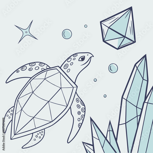 Abstract crystalline structures in light blues and grays Illustrator Artwork