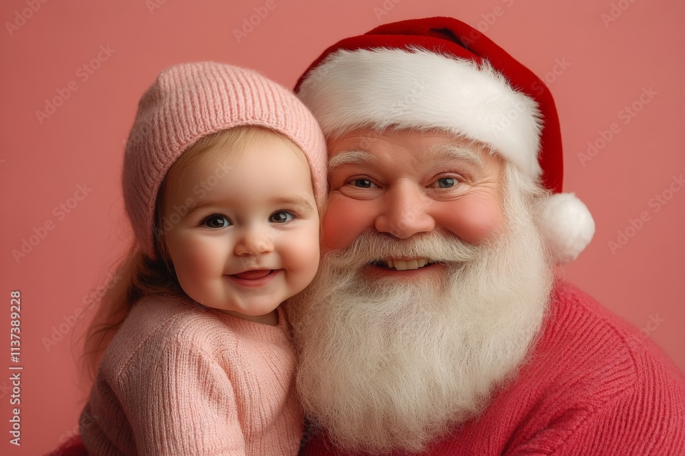 Yule ad campaign conceptual art artwork for media and social online ad use. Happy christmas, Ñute baby girl smirk with santa claus. Xmas wonders photos. Happy holidays promotions. Yule ad campaign conceptual art artwork for media and social online ad use. Happy christmas, Ñute baby girl smirk with santa claus. Xmas wonders photos. Happy holidays promotions.