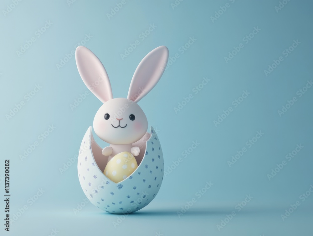 Fototapeta premium Toy bunny inside egg
