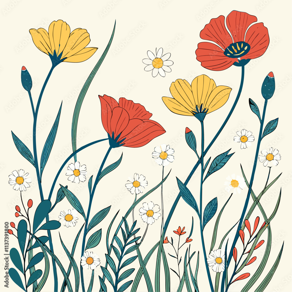 Naklejka premium wildflower illustration 