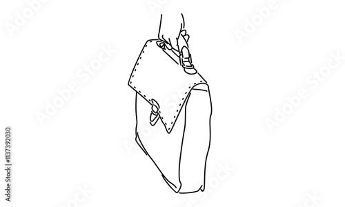 line art of hand holding briefcase illustration