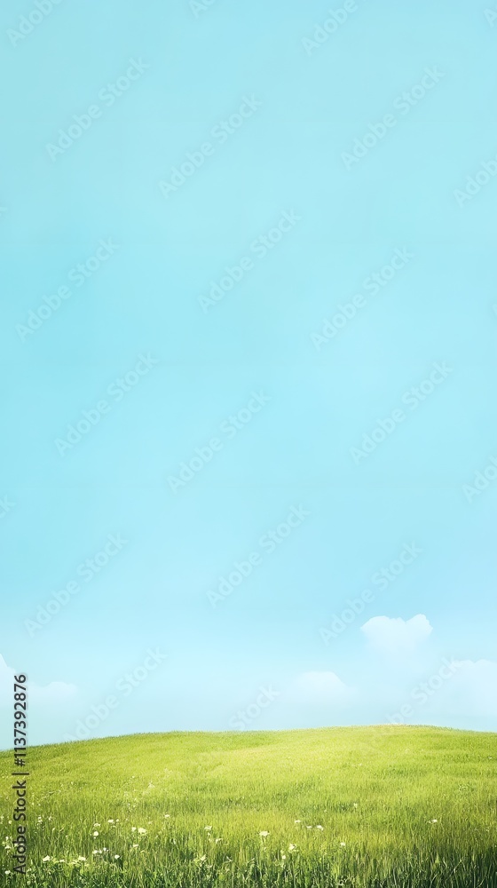 Serene Green Field Under a Pale Blue Sky Serene Green Field Under a Pale Blue Sky