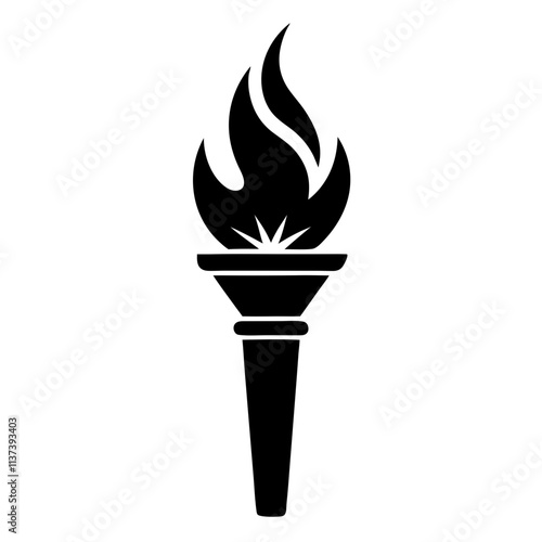 Torch with fire silhouette icon vector illustration
