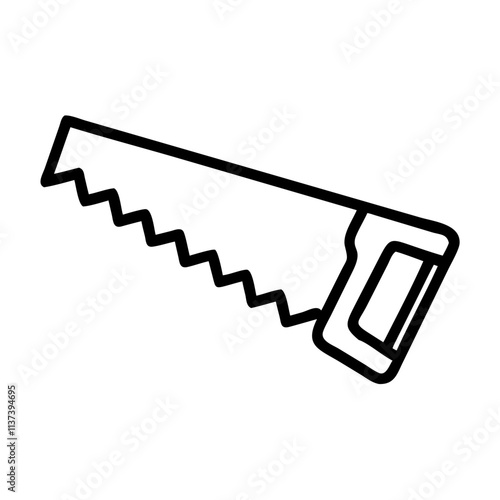 Hand Saw Line Icon. Simple Black and White Tool Vector Illustration