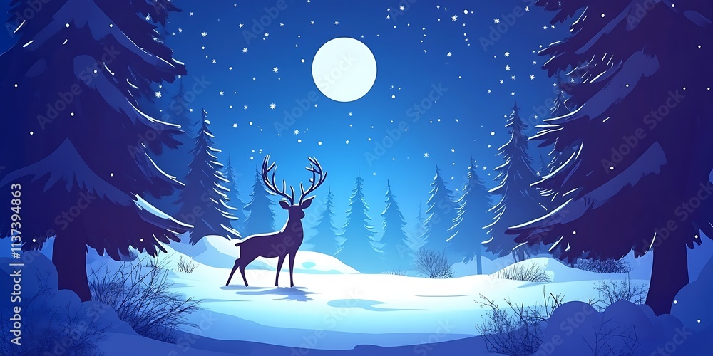 Majestic Deer in Winter Wonderland A serene winter landscape perfect for Christmas cards,holiday decorations,and winter themed projects Majestic Deer in Winter Wonderland A serene winter landscape perfect for Christmas cards,holiday decorations,and winter themed projects
