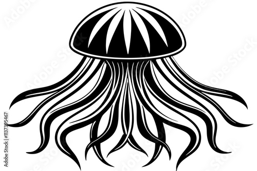 Vector Illustration of Jellyfish Silhouette 