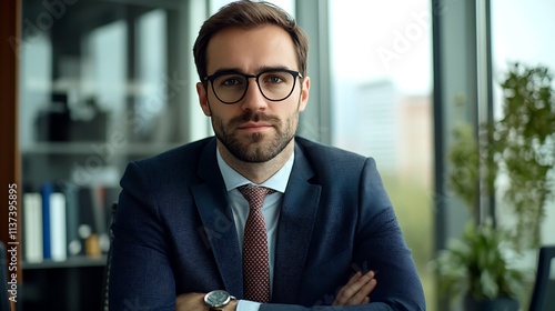 Portrait of a Confident Young Businessman Ideal for Corporate Websites, Business Articles, and Leadership Blogs