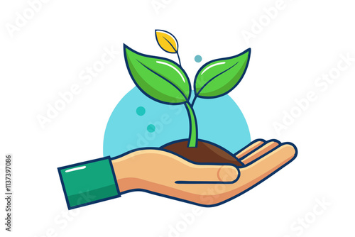 hand holding a plant vector  illustration 