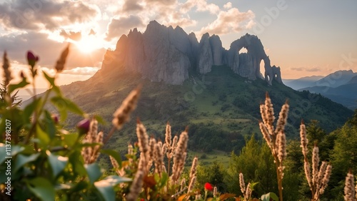 sunset in the mountains