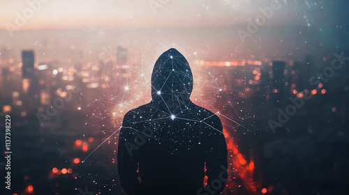 Hacker are planning to hack and attack networks and cyber security , innovative Smart city and graphs with statistics to analyze business potential and predict future developments in company growth.