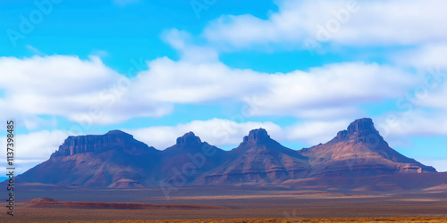 Majestic mountains under a blue sky