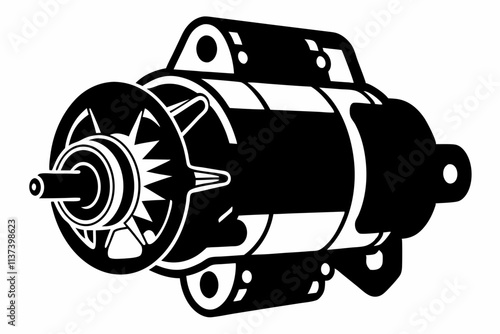 Vector Illustration of an Engine Starter Motor Silhouette 