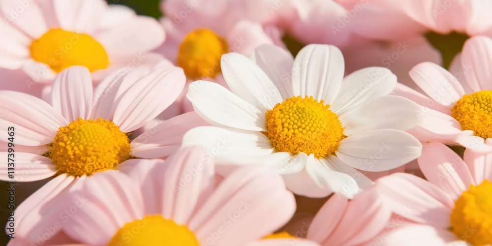 Close-up of delicate pink and white daisies Close-up of delicate pink and white daisies
