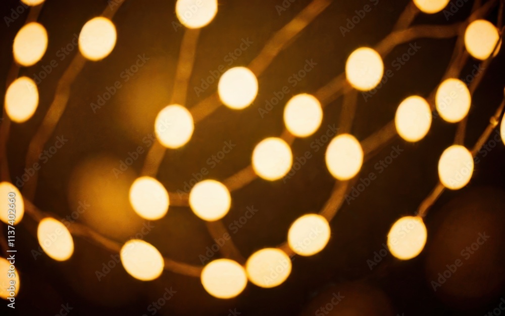 Obraz premium A close-up of glowing warm lights creating a soft, festive ambiance.