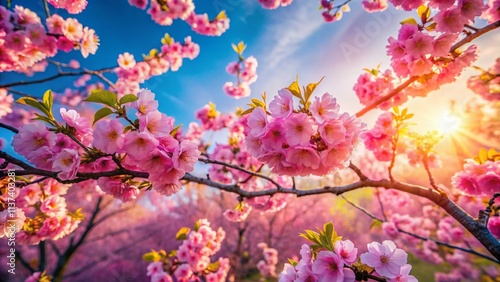 Wallpaper Mural Aerial View Spring Sakura Blossom, Pink Cherry Tree Branches, Japanese Cherry Flowers, Nature Photography, Overhead Shot Torontodigital.ca