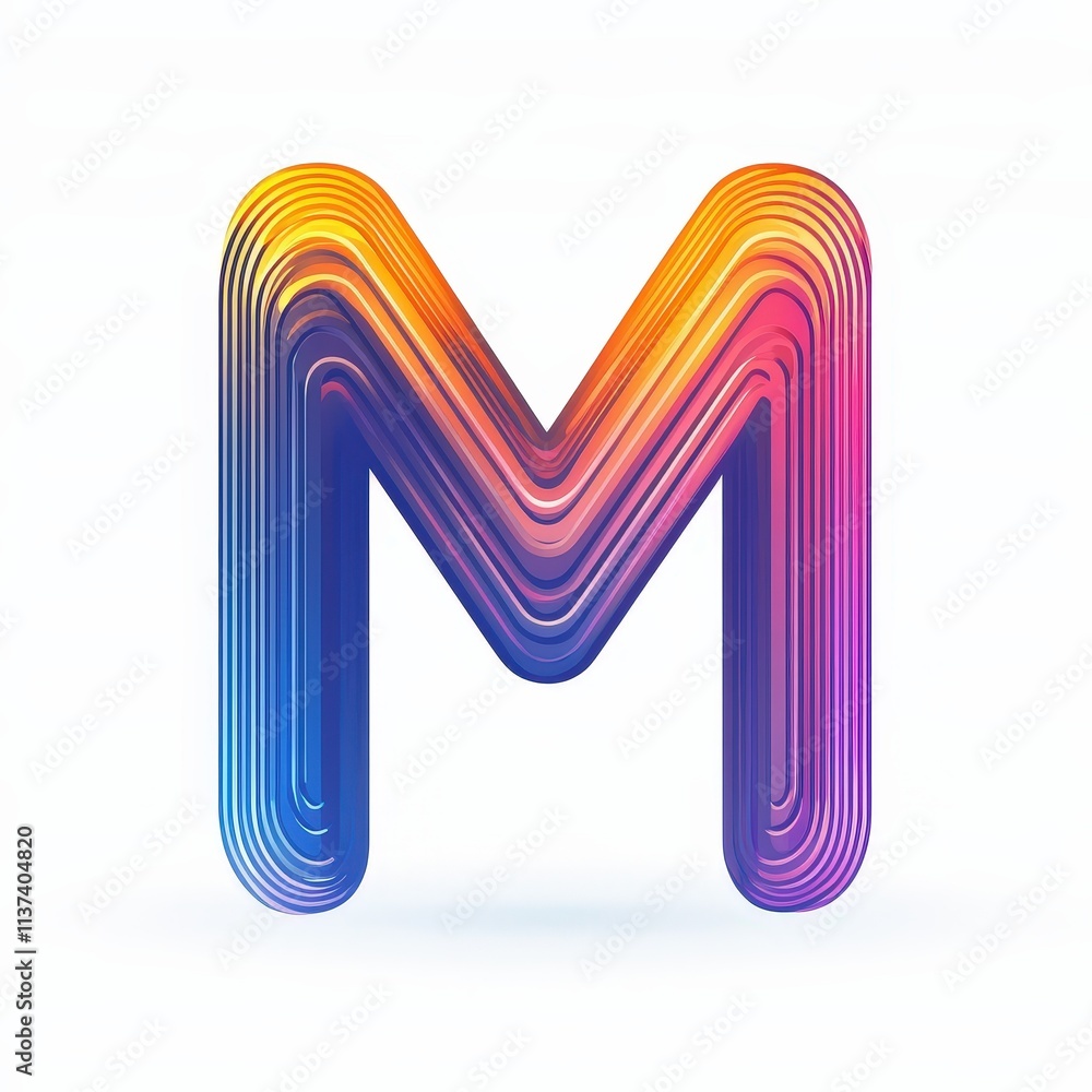 letter M with abstract motion lines icon logo illustration isolated on white background letter M with abstract motion lines icon logo illustration isolated on white background