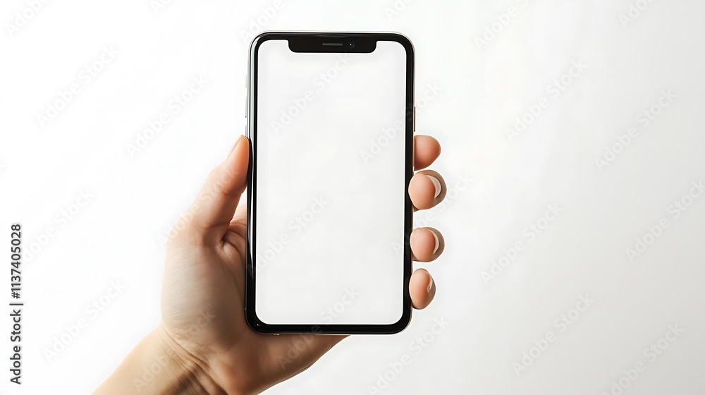 Hand Holding Smartphone with Blank Screen: Mockup for App Presentation Hand Holding Smartphone with Blank Screen: Mockup for App Presentation