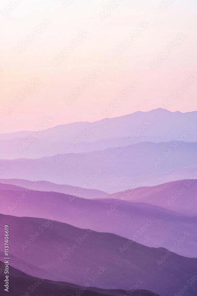 Serene mountains at dusk with soft purple hues creating a tranquil scene. Serene mountains at dusk with soft purple hues creating a tranquil scene.