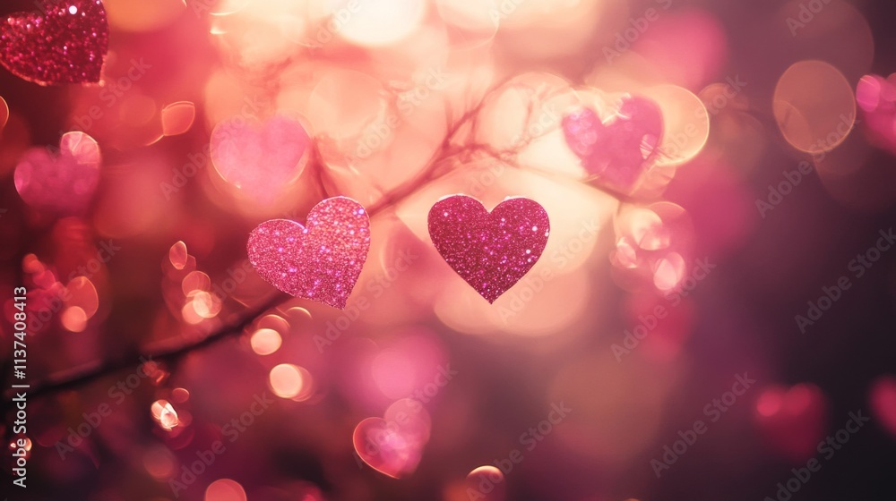 Glittering Hearts Adorn A Festive Branch Glittering Hearts Adorn A Festive Branch