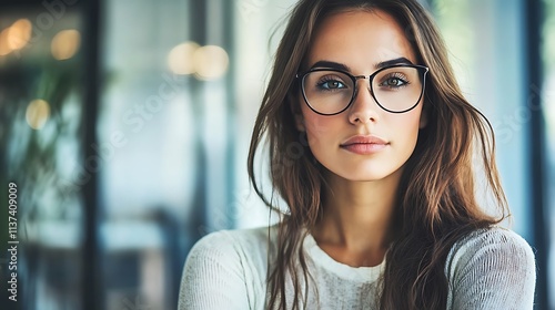 Portrait of a young,attractive woman wearing glasses,ideal for websites
