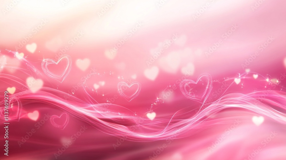 Pink Abstract Background With Hearts and Swirls Pink Abstract Background With Hearts and Swirls