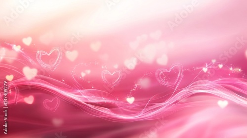 Pink Abstract Background With Hearts and Swirls