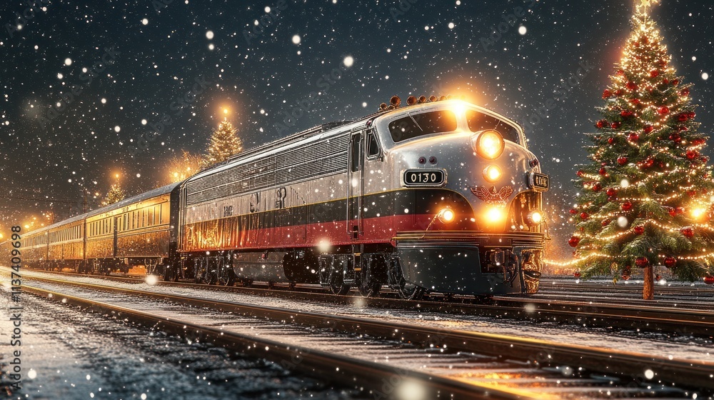 A Magical Christmas Train Ride Through a Snowy Night A Magical Christmas Train Ride Through a Snowy Night