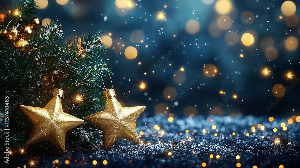 Background of Abstract Banner with Golden Stars Particles Background of Abstract Banner with Golden Stars Particles