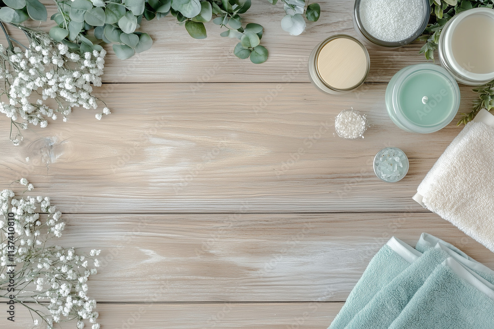 Fototapeta premium Spa and bath accessories concept background...